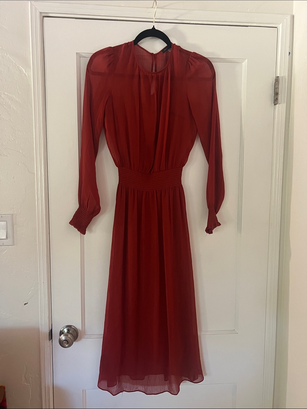 Tommy Hilfiger Red Long-Sleeve Midi Dress